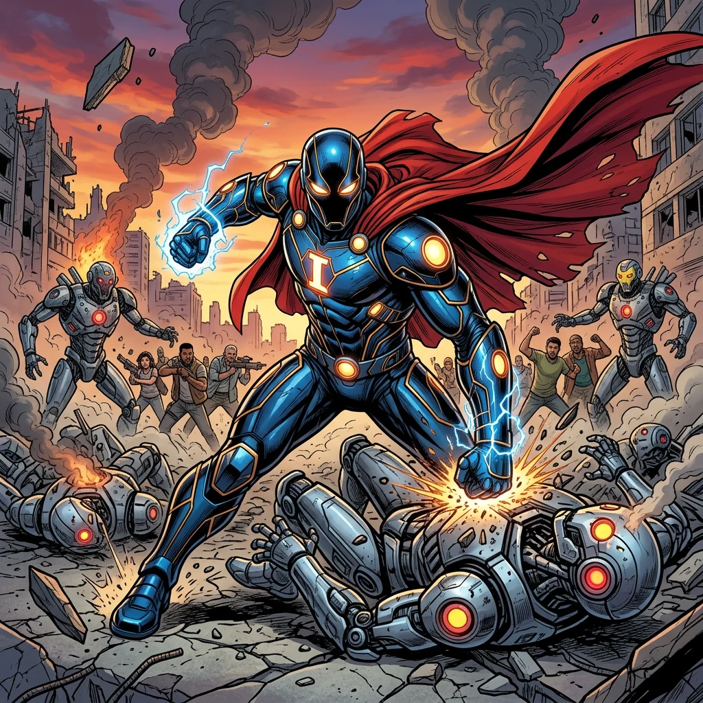 Invincer in action against robots